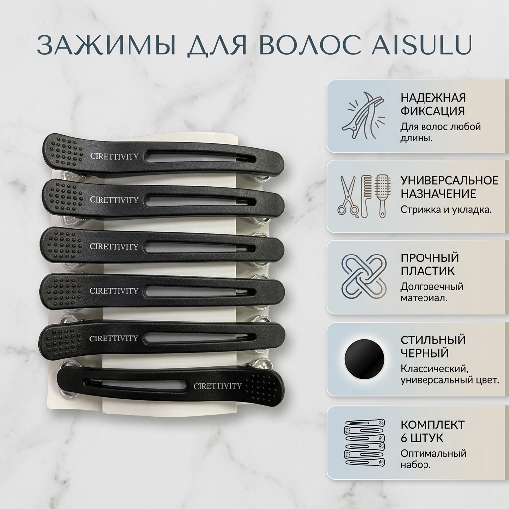 AISULU зажимы для волос черный