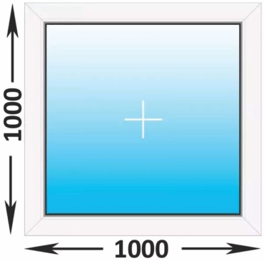 Пластиковое окно Brusbox глухое 100x100 см, тип открывания глухой