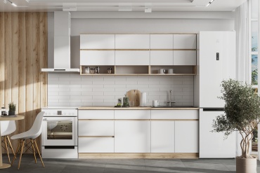 Кухонный гарнитур ZETA , 200x157х60 см, ЛДСП, белый, светло-коричневый