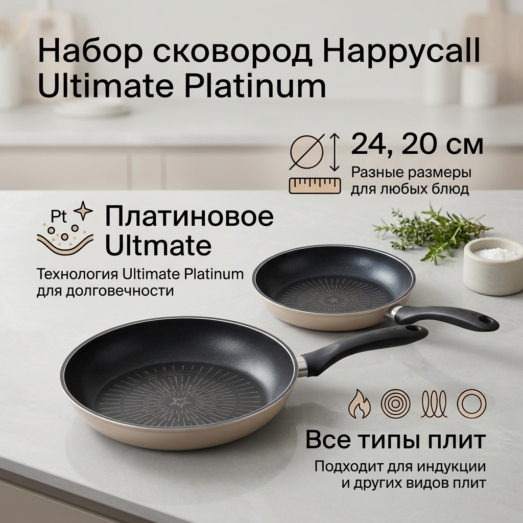 Набор сковородок Happycall 2 в 1