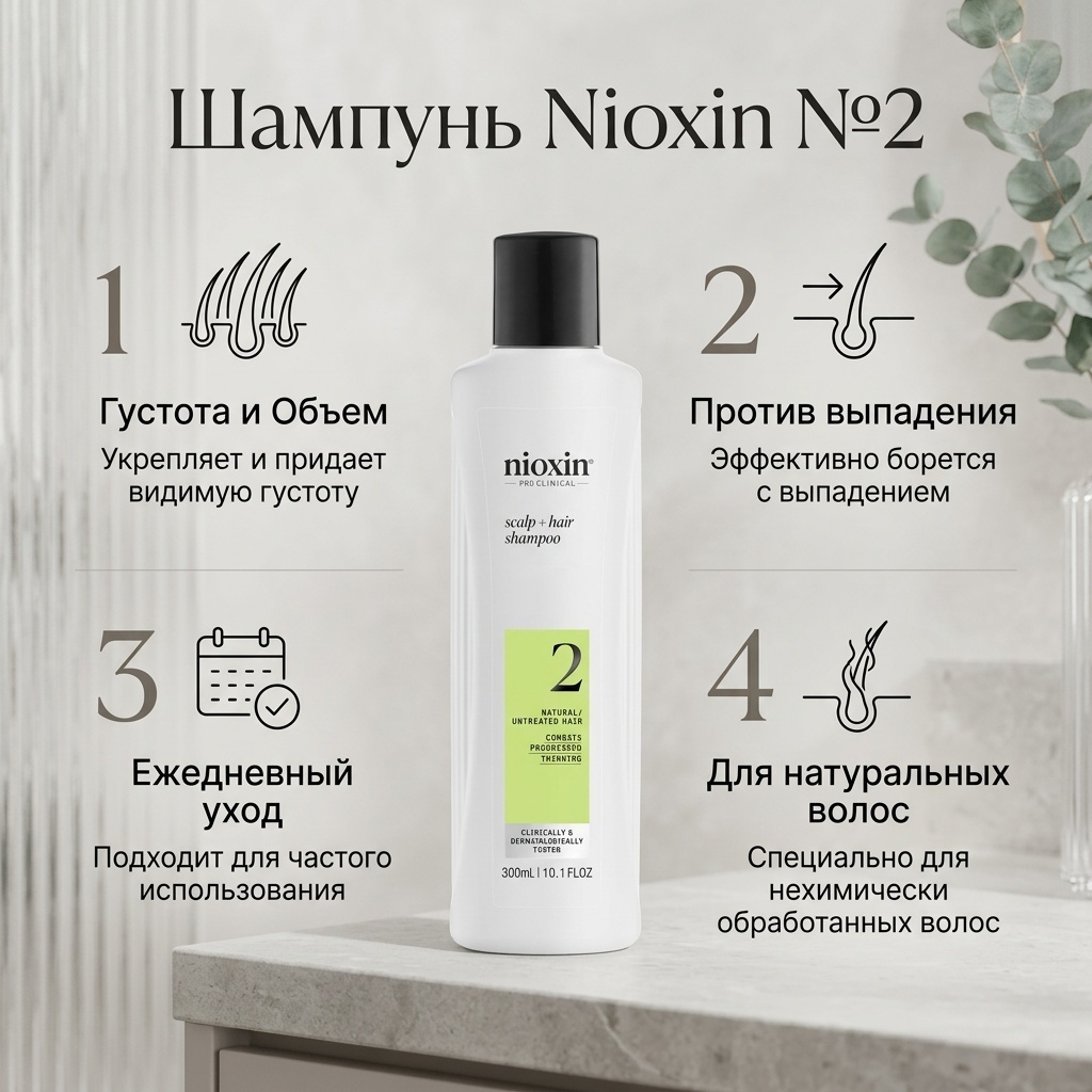 Nioxin №2 Natural Untreated Hair шампунь 300 мл