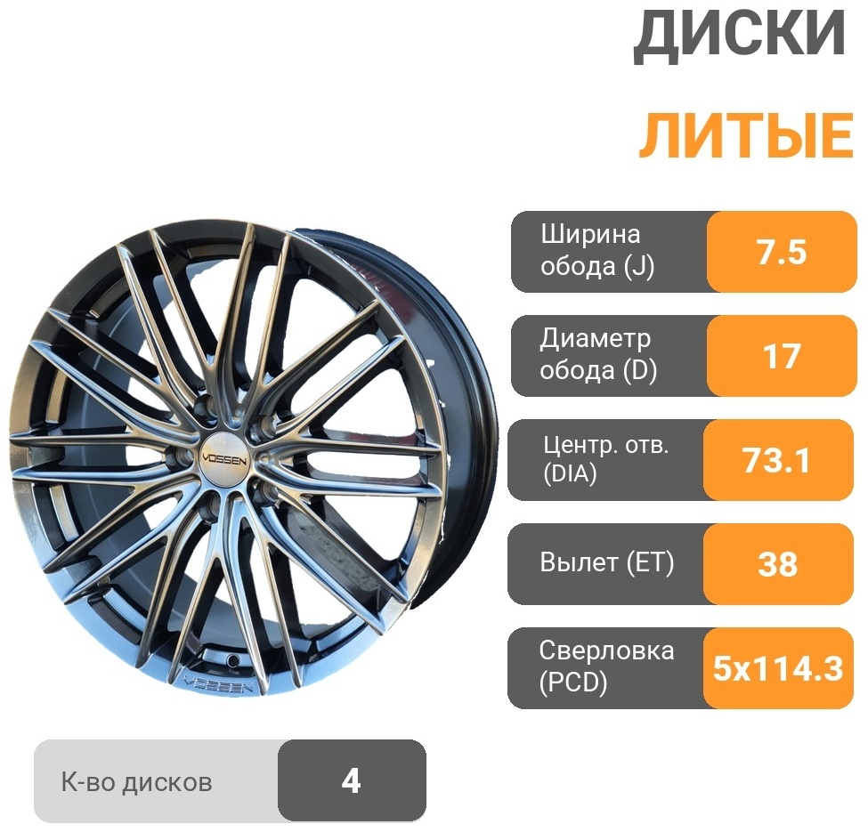 Replica 575 7.5x17/5x114.3 D73.1 ET38 графит
