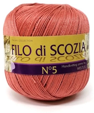 Моток Weltus пряжа Filo di scozia N5 номер 104 кирпичный 226 м 50 г