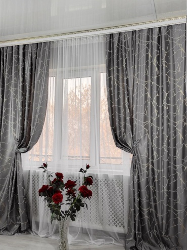Комплект 300x275 см 3 шт, жаккард, бамбук, темно - серый