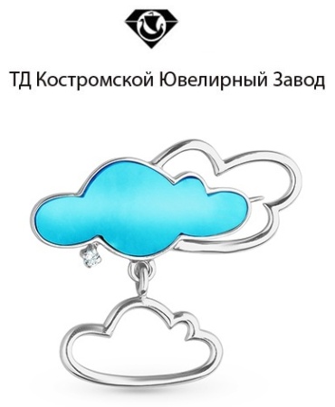 Брошь ТД Костромской Ювелирный Завод 42120027-би вес 5.59 г серебро, бирюза, фианит