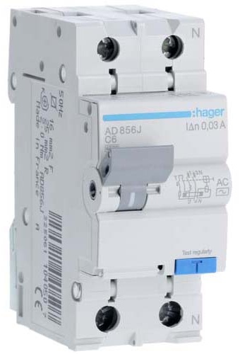 Hager УЗО 2P 6 A, 30 кА, 220 В