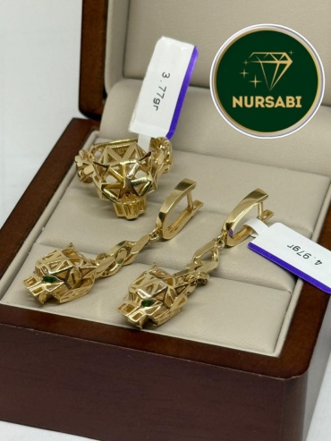 NURSABI 203847638 вес 8.74 г золото, изумруд
