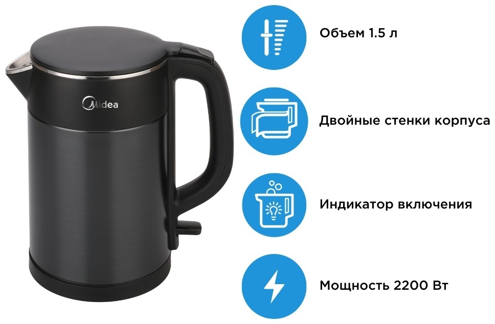 Электрочайник Midea MK-8076 черный