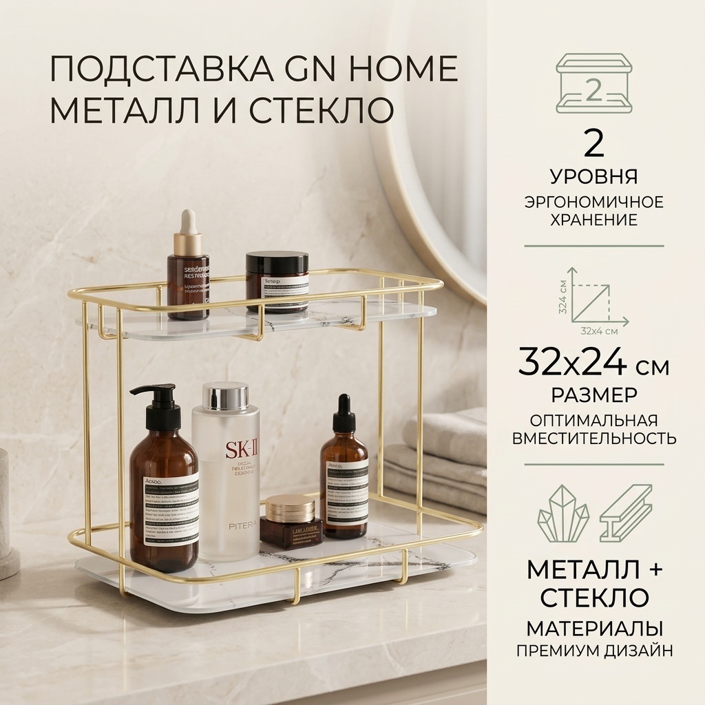 GN home подставка металл, стекло