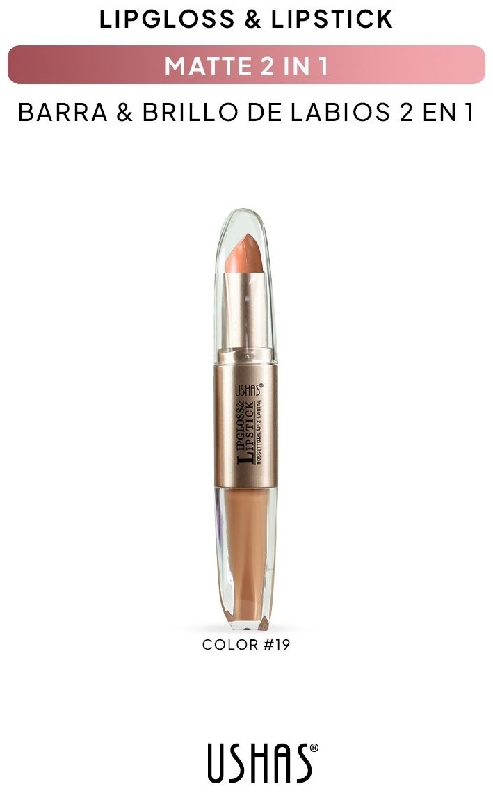 Ushas Матовая помада и блеск для губ Matte Lipstick & Lipgloss жидкая помада 19