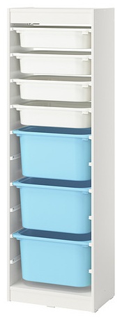 Детский стеллаж IKEA TROFAST, 46x30x146 см, белый, голубой