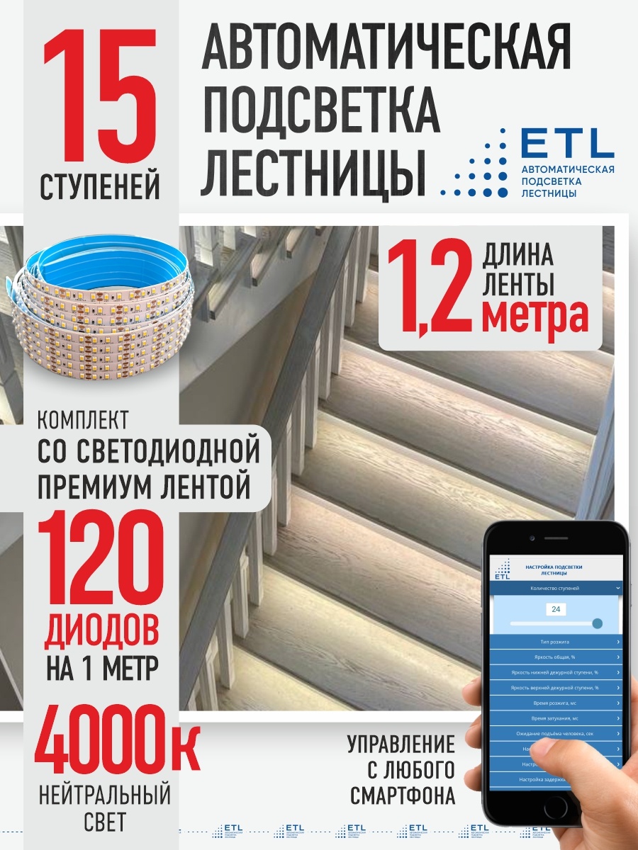 Светодиодная лента ETL дневной 18 м