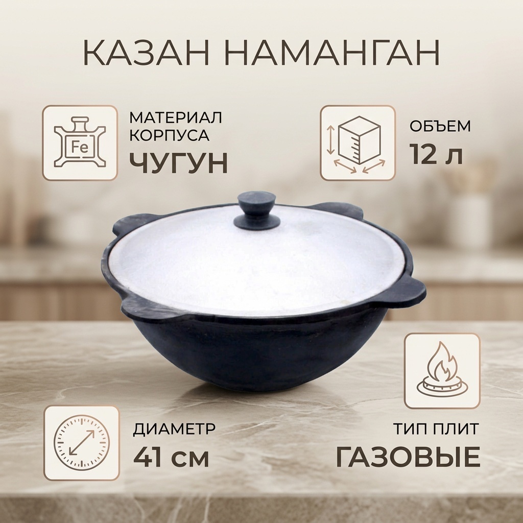 Казан Наманган 12 л, чугун