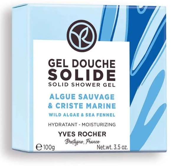 YVES ROCHER Увлажняющий Твердый Гель для Душа «Морские Водоросли & Морской Фенхель» твердый гель 100 г