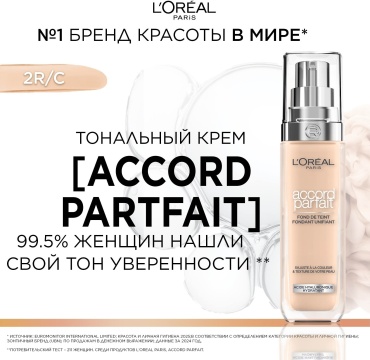 Loreal Paris Крем тональный Accord Parfait тональный крем 2.R/C 30 мл
