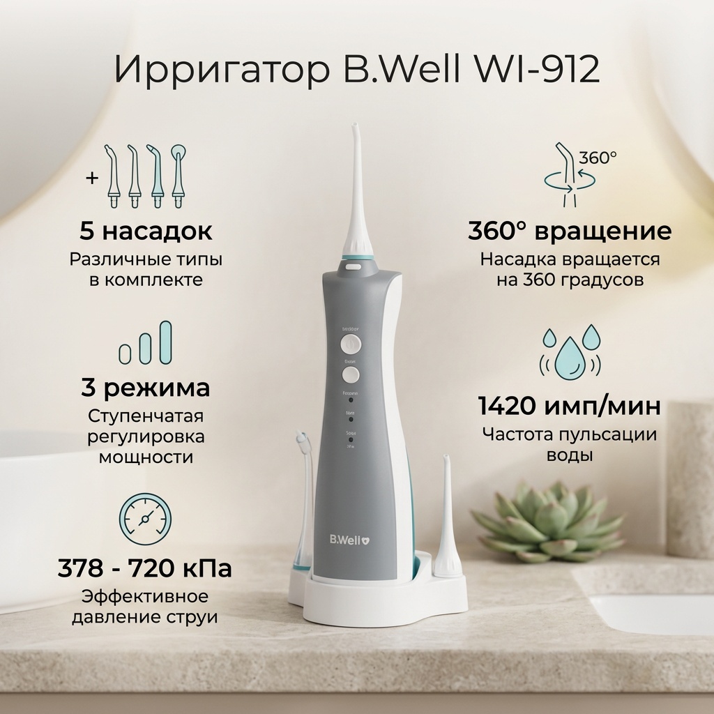 B.Well ирригатор WI-912 импульсный, портативный