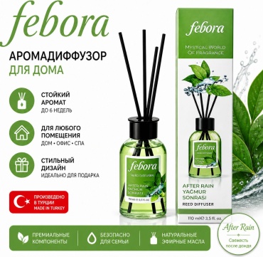 Диффузор с палочками Febora После дождя 110 мл