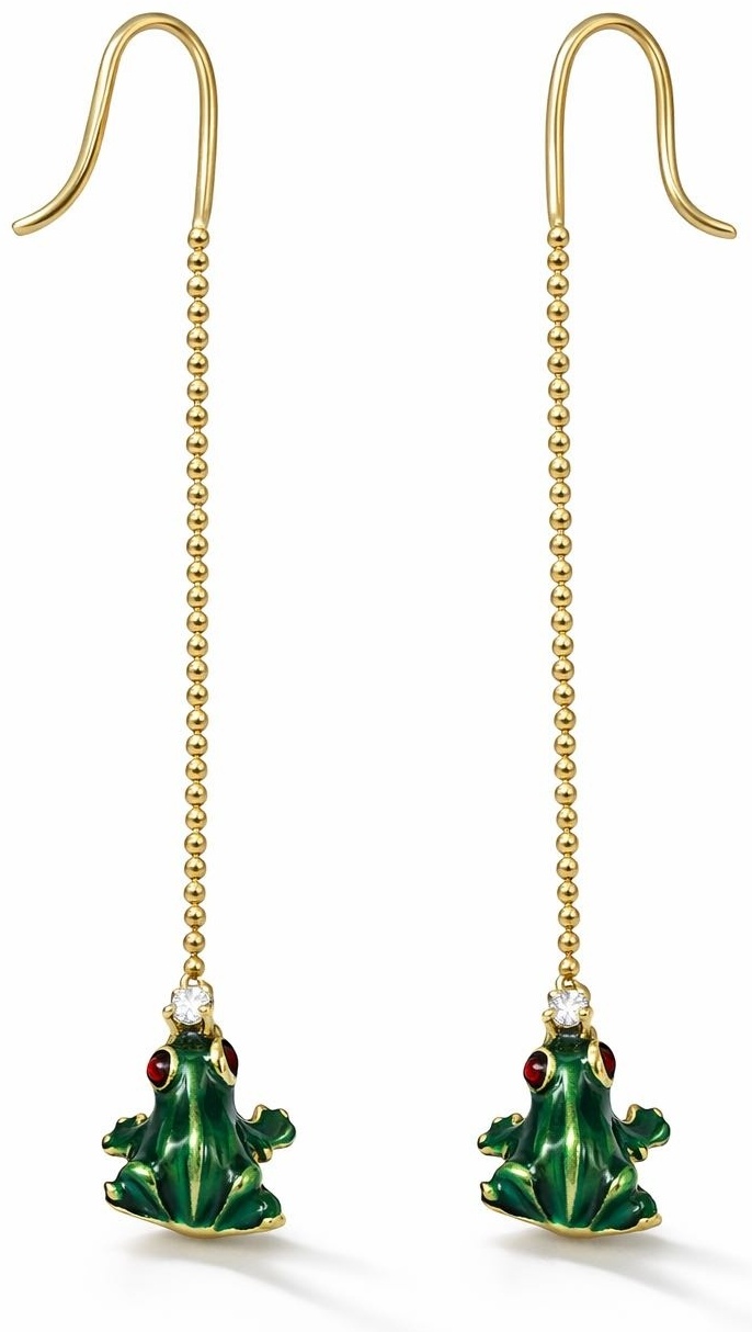 Серьги ALMAZ NAHE00521219 вес 3.14 г золото, бриллиант, эмаль