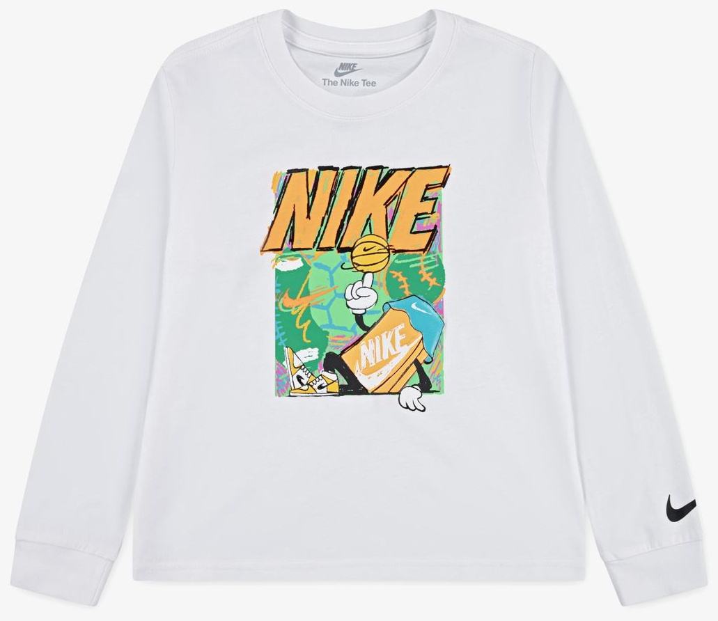 Лонгслив Nike белый, оранжевый