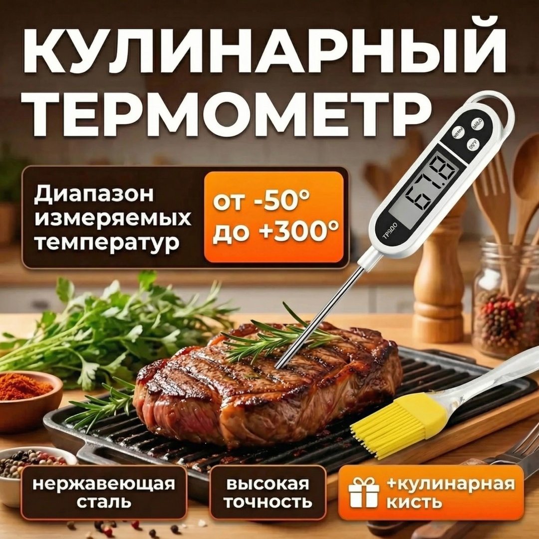 Термометр электронный MELORA нержавеющая сталь, пластик 1 шт