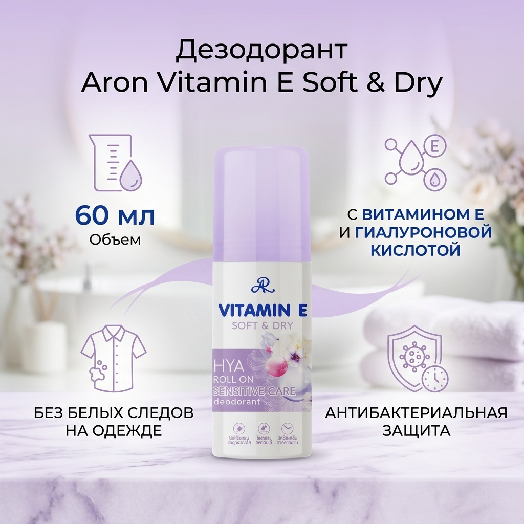 Aron Vitamin E Soft and Dry дезодорант для женщин 60 мл