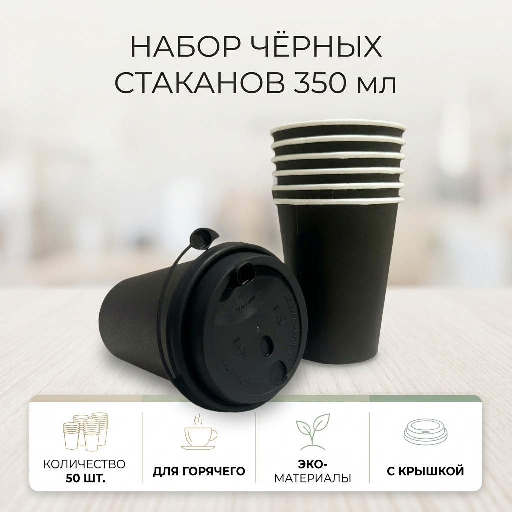 Стакан 30390974_903536225 черный 50 шт