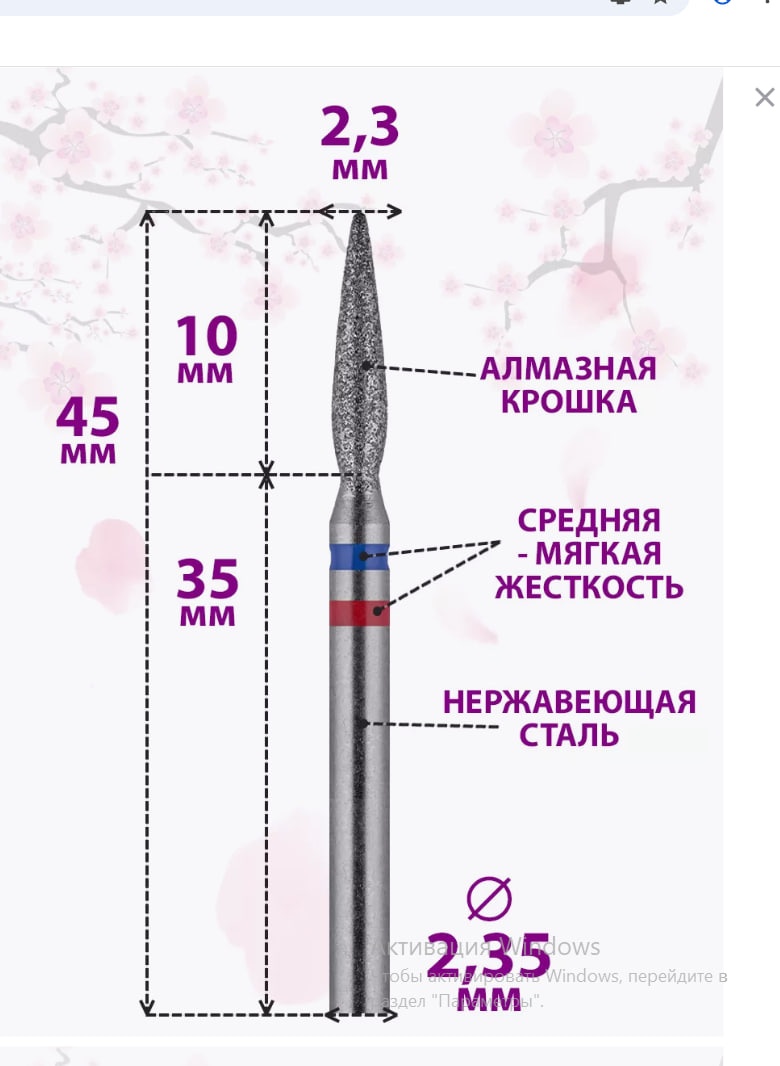 Насадка Truvi Фреза TRUVI Пламя с двойной насечкой ФАП 2,3 10 М-С фреза пламя насечка синяя, красная 1 шт