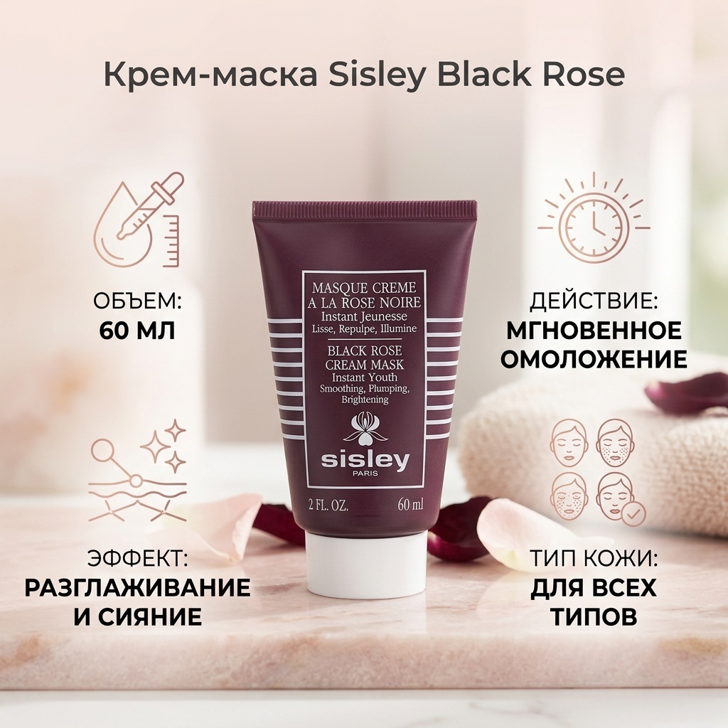 Маска для лица Sisley крем Masque Crème à la Rose Noire 60 мл
