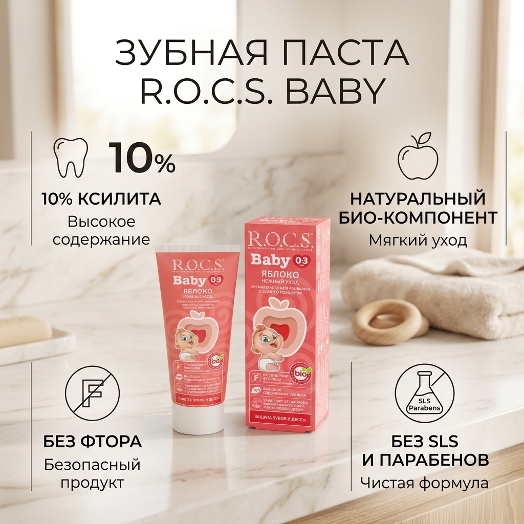 R.O.C.S. зубная паста Baby нежный уход Яблоко 45 г