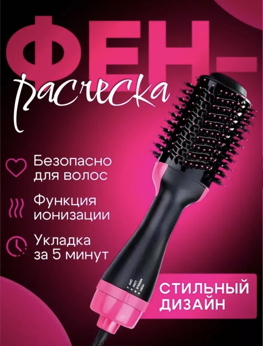 SEIMAD FN-05 фен-выпрямитель черный, розовый
