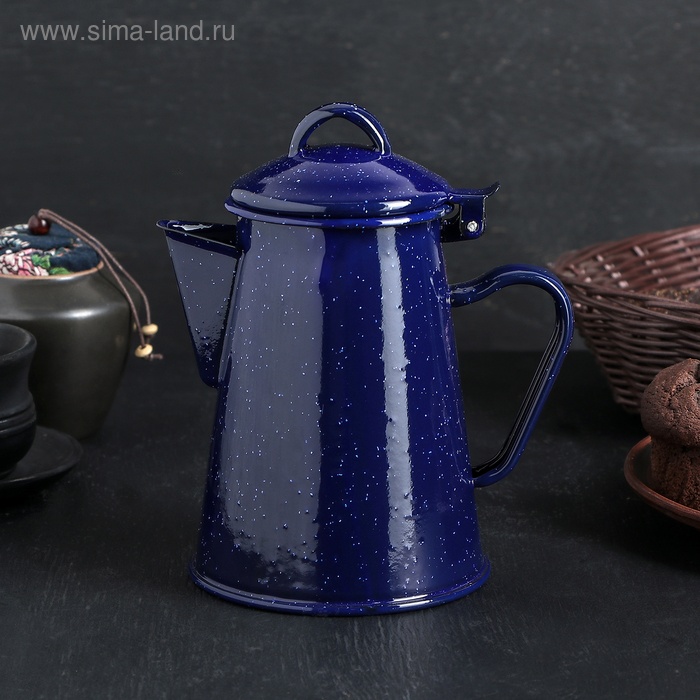 Кофейник SIMA-LAND HOME 4573217, Синий мрамор 800 мл, эмалированная сталь