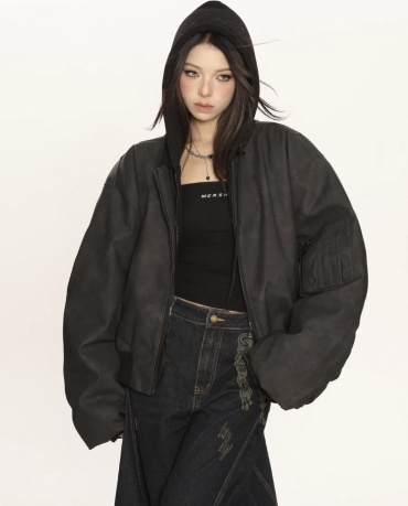 Кожаная куртка FASHION черный