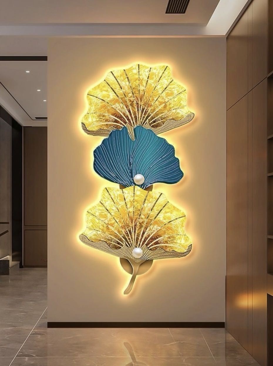 Бра настенный LED, золотистый, синий