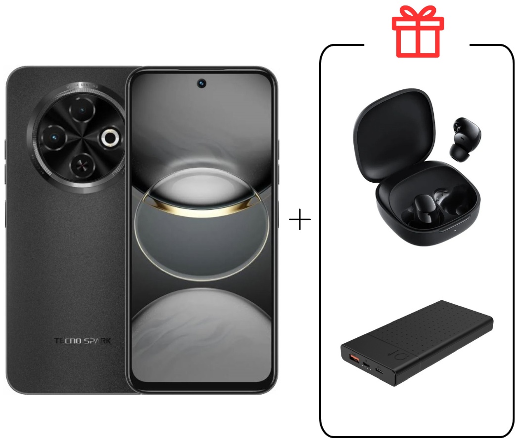 Смартфон TECNO Spark 30C 4 ГБ/128 ГБ черный + подарок