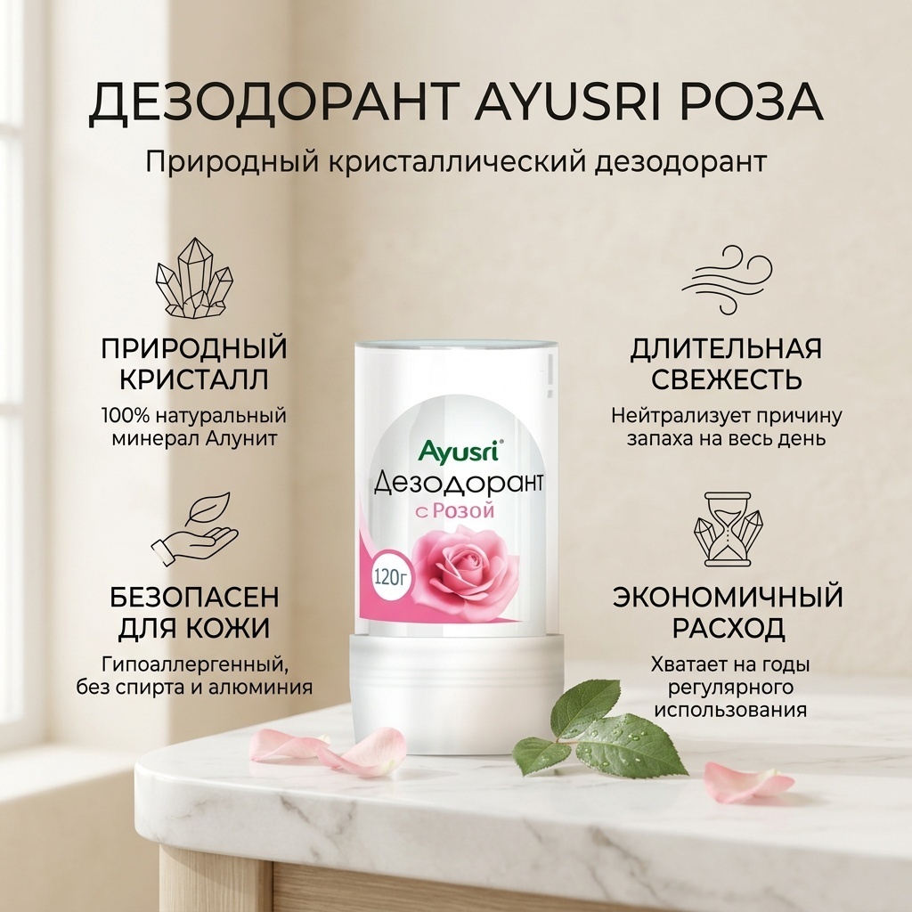 Ayusri Роза дезодорант унисекс 120 г