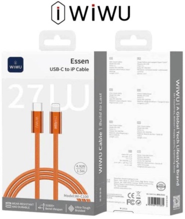 Кабель WIWU USB TypeC (M), Lightning, 1.5 м, оранжевый