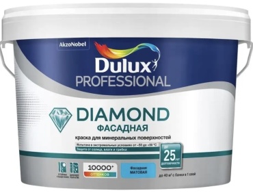 Dulux водно-дисперсионная Diamond фасадная гладкая матовая BW 5 л, белый цвет