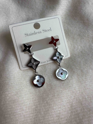 Серьги Stainless Steel титан, перламутр