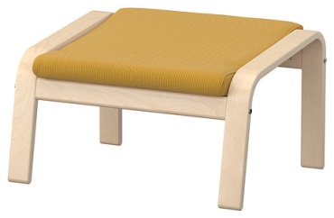 Пуф IKEA POÄNG, 68x54x39 см, белый, желтый