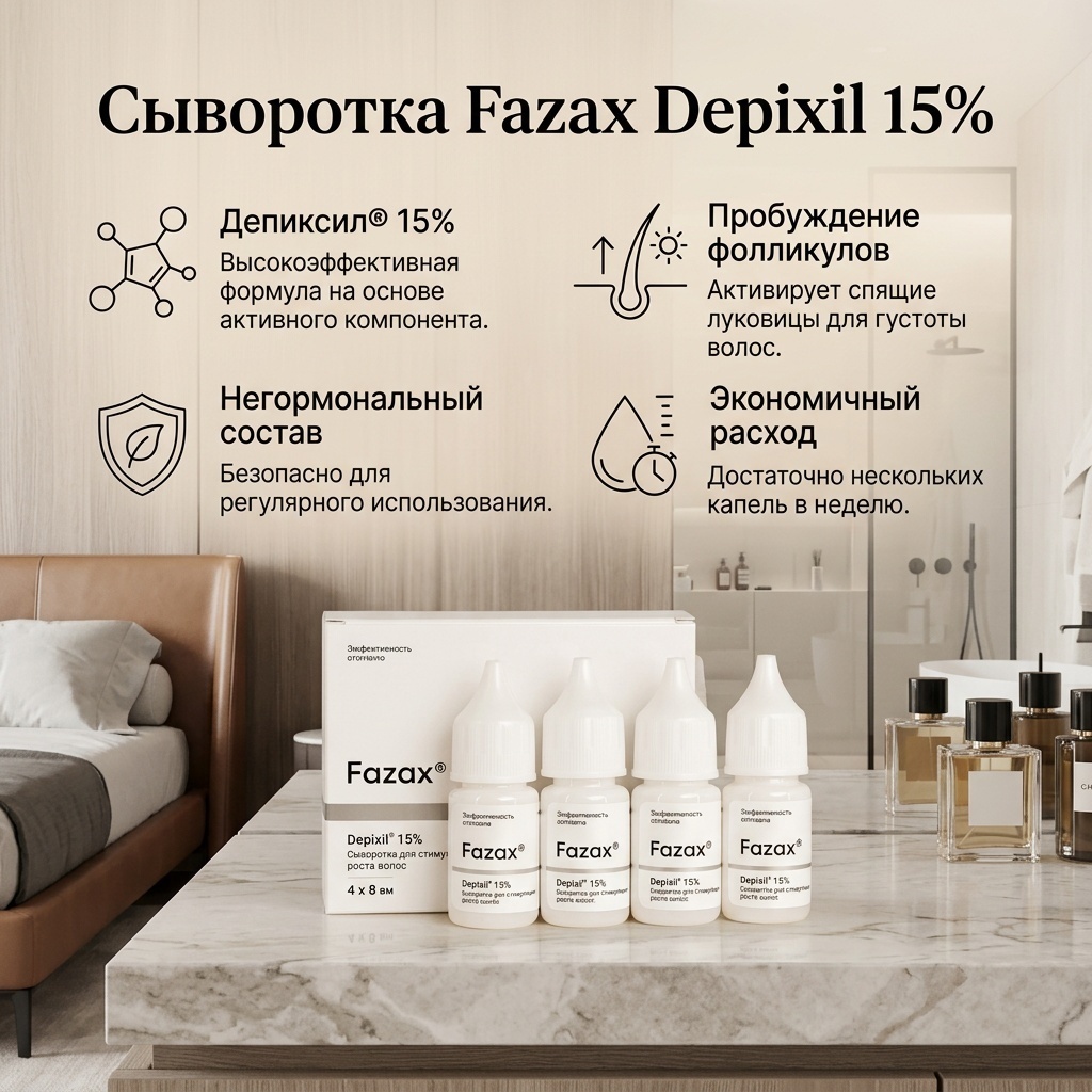 Fazax Depixil 15% сыворотка для стимуляции роста волос 4 шт по 8 мл