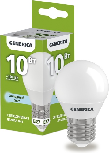 GENERICA 10W E27, светодиодная, холодный белый