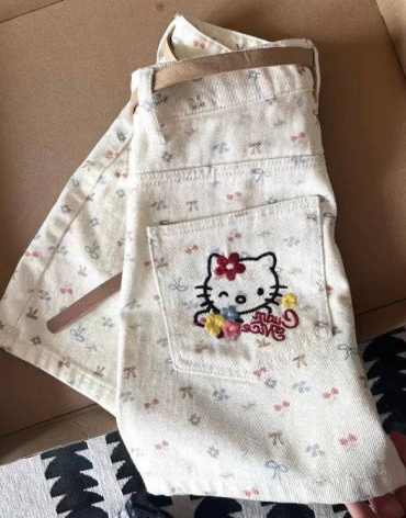 Джинсы свободного кроя Hello Kitty белый