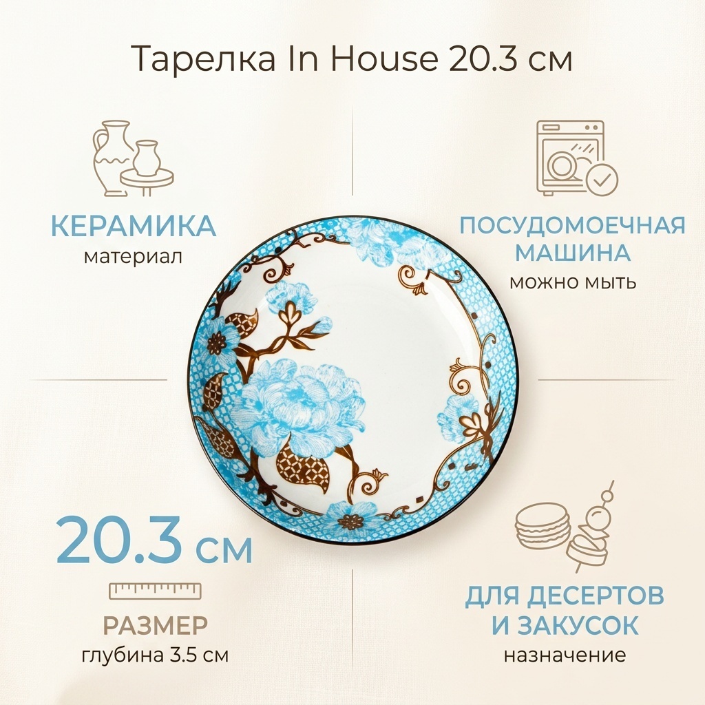 Тарелка In House 20.3 см, 1 шт, керамика