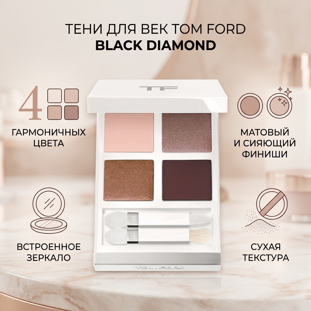 TOM FORD тени сухие Eye Color Quad Black Diamond