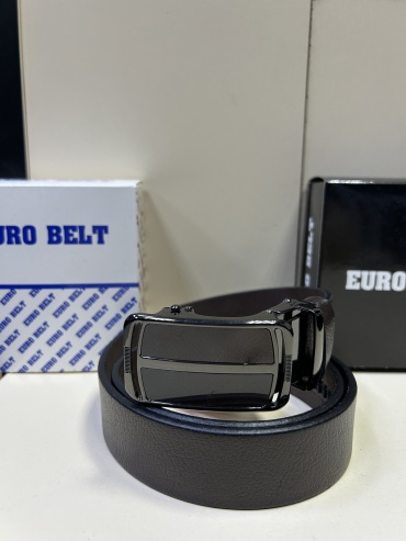 Ремень EURO BELT натуральная кожа 115 см коричневый