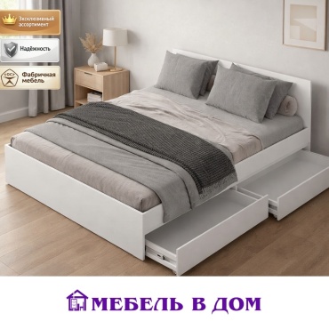 Кровать Мебель в Дом Симпл полутораспальная, 140x200 см (без матраса, без подъёмного механизма) белый