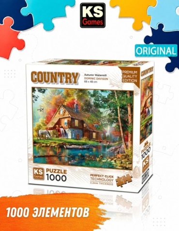 Ks Games Пазл Осенняя водяная мельница, 1000 деталей классический 1000 деталей