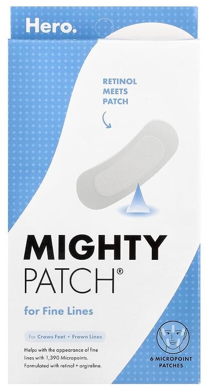 Патчи Hero Cosmetics тканевые Mighty Patch, от мелких морщин, 6 патчей в виде микроточек разглаживающие 6 шт