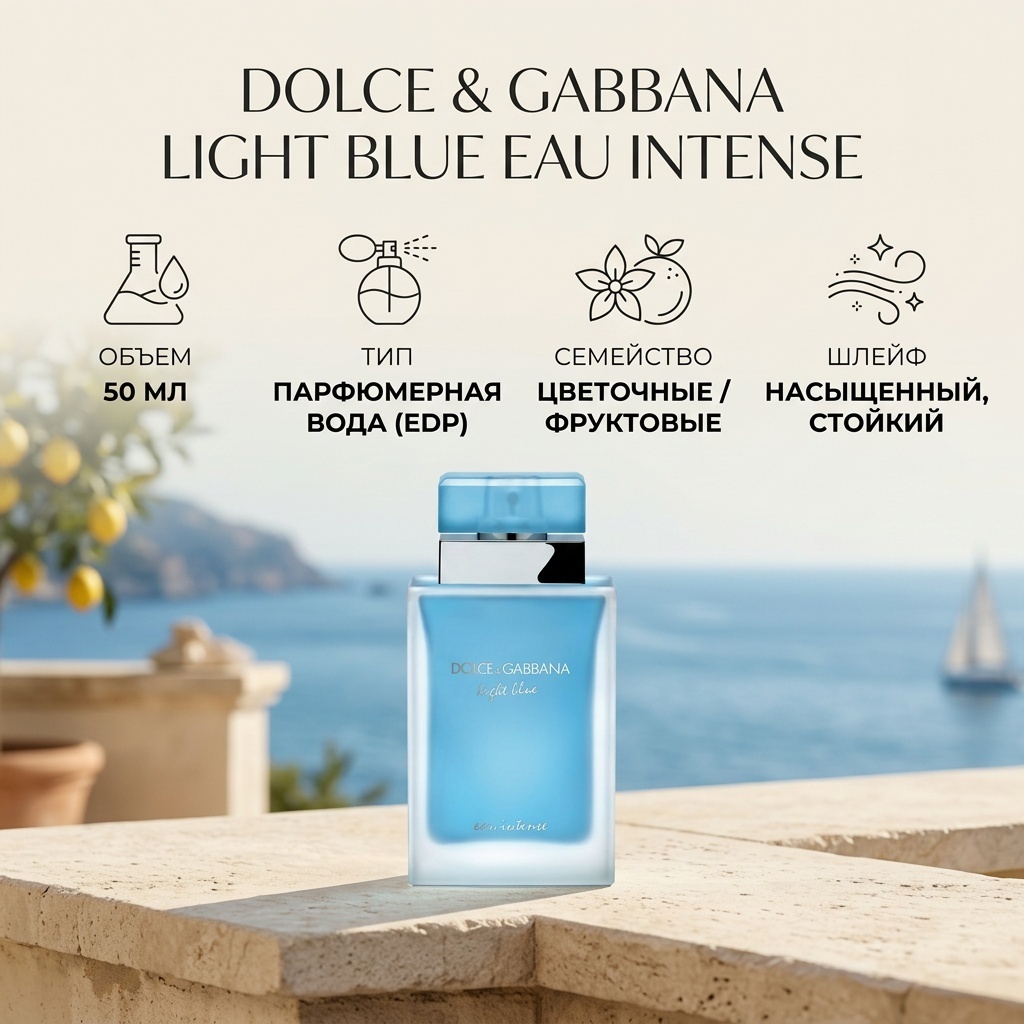DOLCE&GABBANA Light Blue Eau Intense парфюмерная вода EDP 50 мл, для женщин