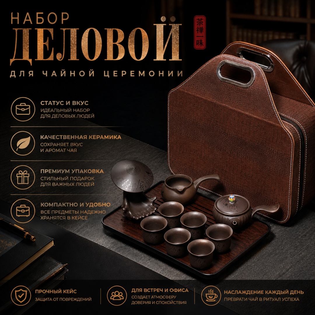 Сервиз на 6 персон Деловой стиль, предметов: 12, набор для чайной церемонии, глина